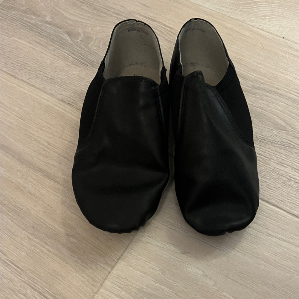 Black Leather Slip-On Dance/Theater Shoes